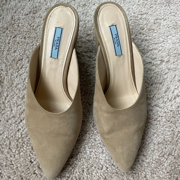 Suede Prada Mules